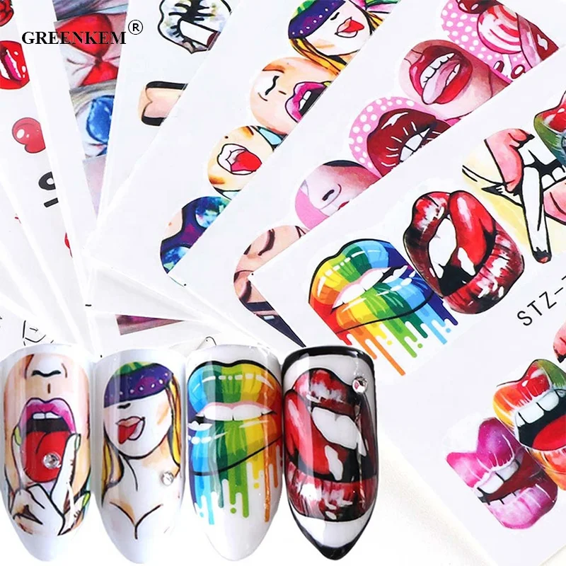 

GREENKEM New Red Sexy Lips Design Nail Stickers for DIY Nail Art Decal 3D Nail Art Sticker