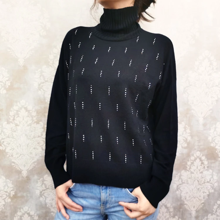 

Custom Wool Turtleneck Women Winter Sweater Ladies Black And White Plus Size Turtle Neck Sweater Women, Customizable