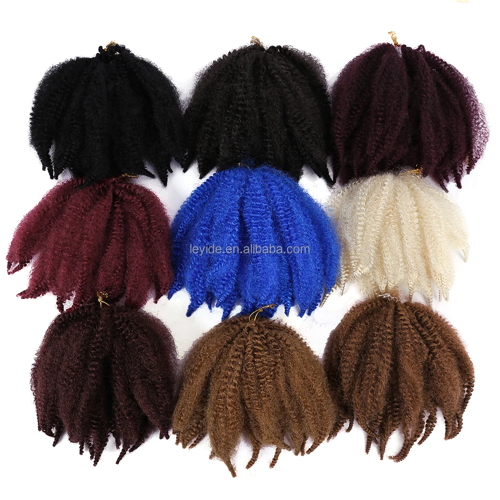 

AliLeader 8 Inch Synthetic Marley Kinky Braid Hair Extensions Curly Twist Crochet Hair Afro Kinky Braiding Hair, 14 colors