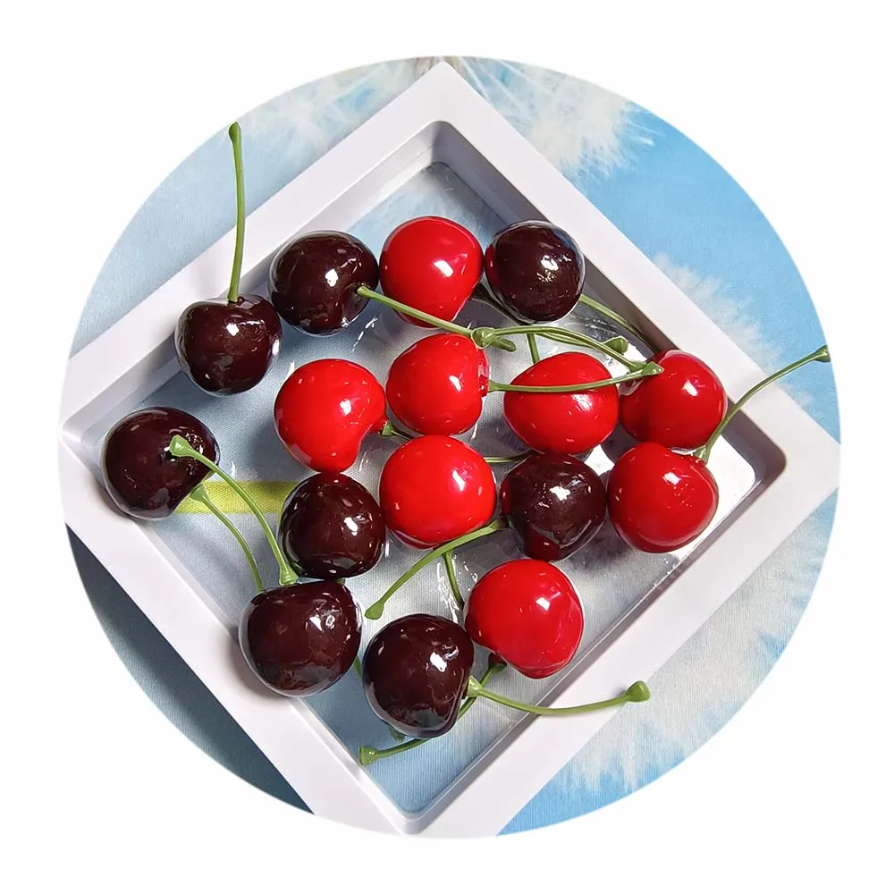 

Simulation Cherry Artificial Fruit Model Cherry Ornament Craft Food Photography Props Party Decor Home Decoration