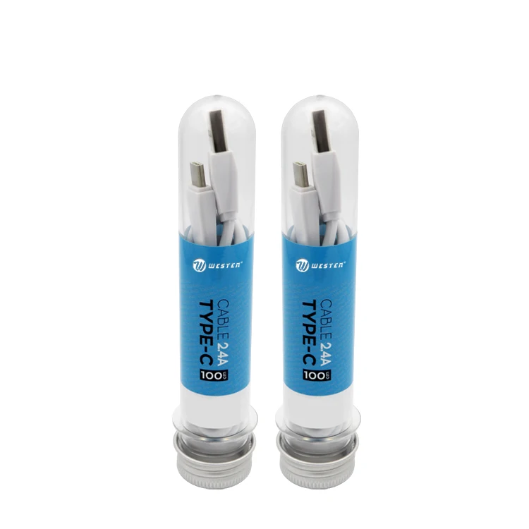 

2021 top sale cheap price PVC material cheap price quality usb data charging cable tube packing, White/black/blue/pink