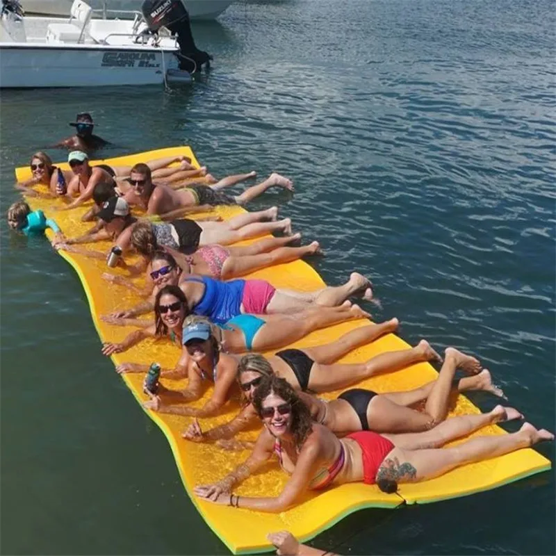 

High quality three layers XPE 18' * 6' large foam pad water floating mats for lake, Customized acceptable