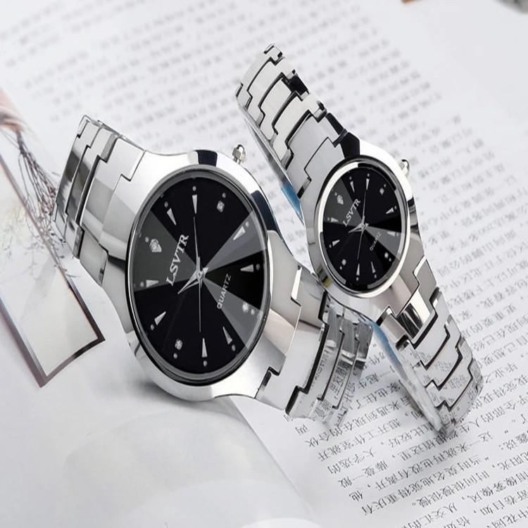 

Hot Selling LSVTR 3Atm Waterproof Couple Love Ladies Women and Titan Calendar Men Unisex Stainless Steel Quartz Watch with Date