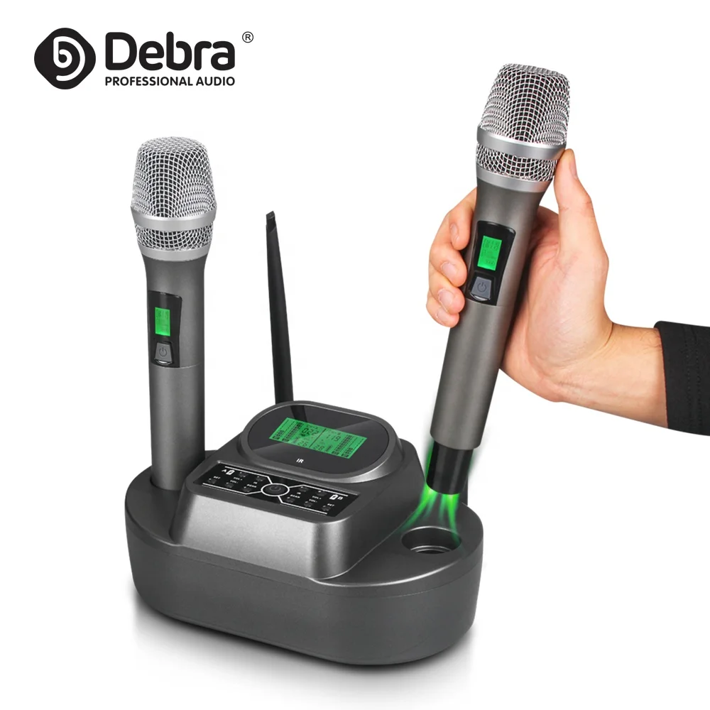 

Debra Audio WM2 wireless charging dual-channel UHF handheld wireless microphone system with 200 frequency adjustable for karaoke