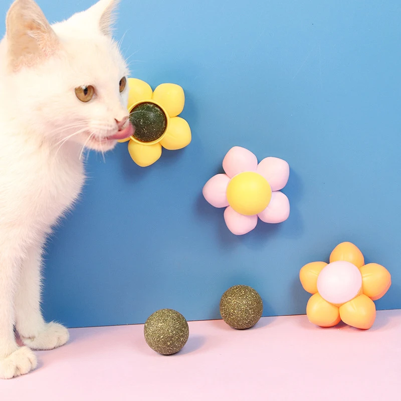 

Contail Catnip Sugar Balls Cat Toys Interactive Ball Catnip Sucker Catnip Wall Ball Toys for Cats Mint
