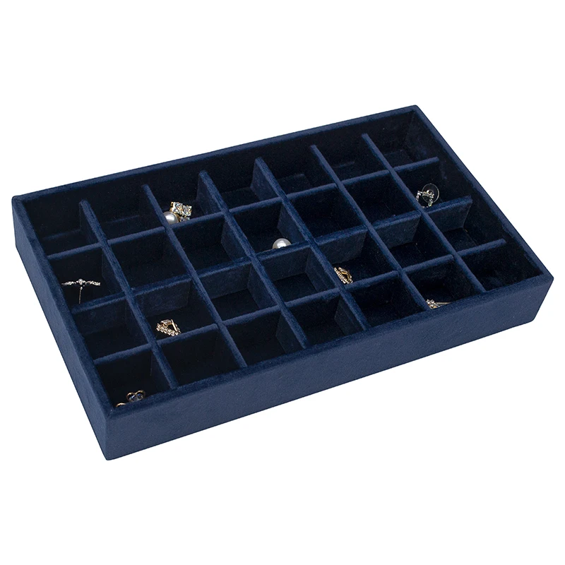 

Low MOQ Luxury earrings pendant velvet tray jewellery display trays for Jewelry shops, Dark blue/dirty pink/beige
