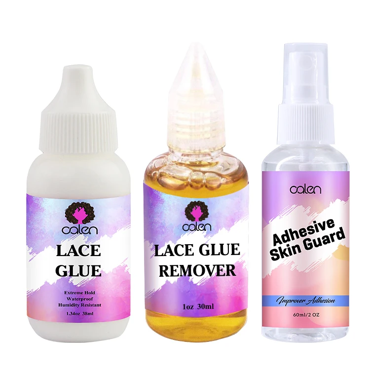 

Private Label 1.3oz Adhesive Wig Glue 2oz Skin Guard 1oz Glue Remover Hair System Kit