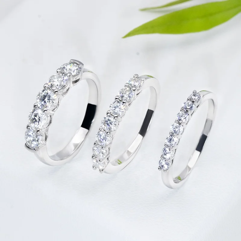 

Newest design jewelry 14k 18k gold moissanite ring white D VVS high end eternity band ring for engagement wedding, White gold