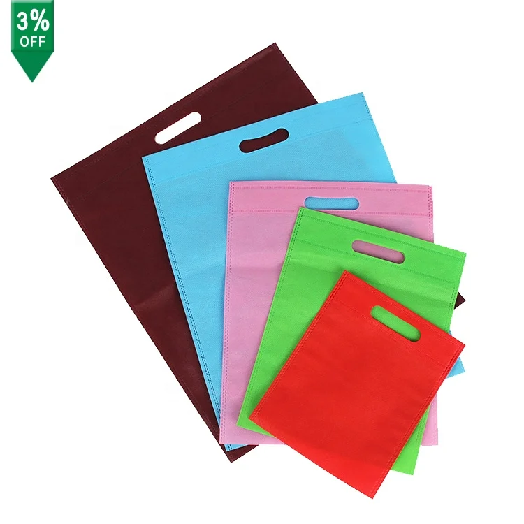 

custom logo and color resistant bags eco d-cut flat bag Non-woven fabric for shopping, Any color can be request