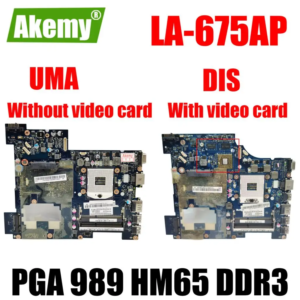 

LA-675AP LA-6753P For Lenovo Ideapad G570 Laptop Mainboard 11013647 11013570 11013648 PGA 989 HM65 DDR3 Notebook Motherboard