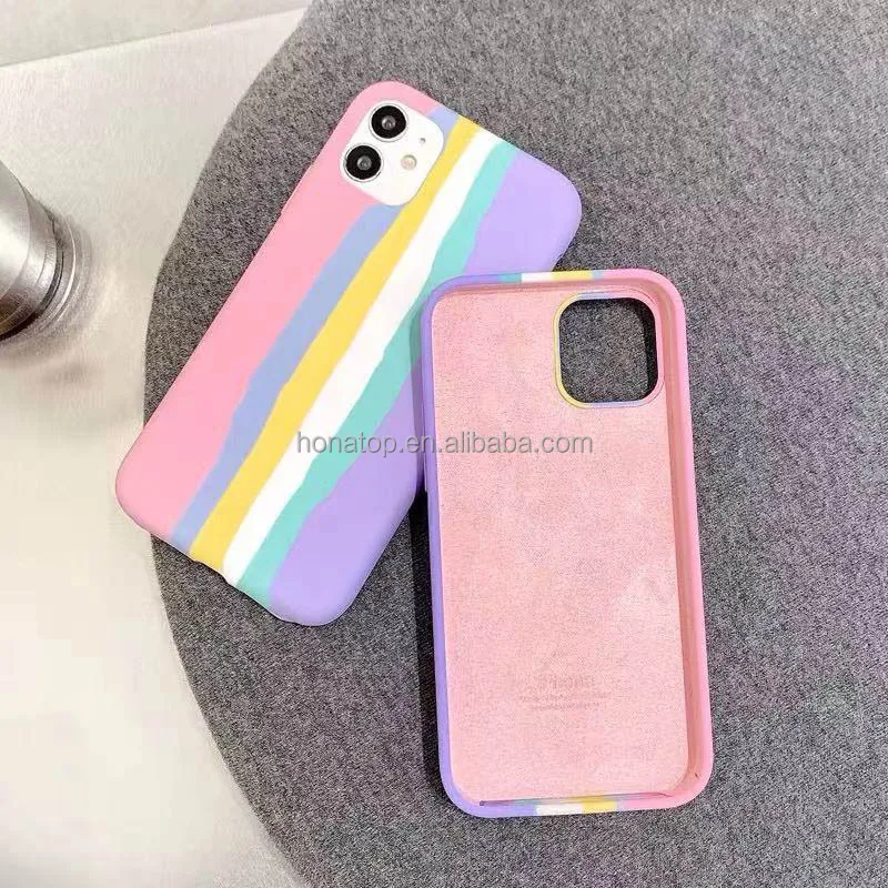 

Honatop high quality rainbow liquid silicon for Samsung S21FE F62 A22 S21Ultra phone cover case Accept customize with Logo color