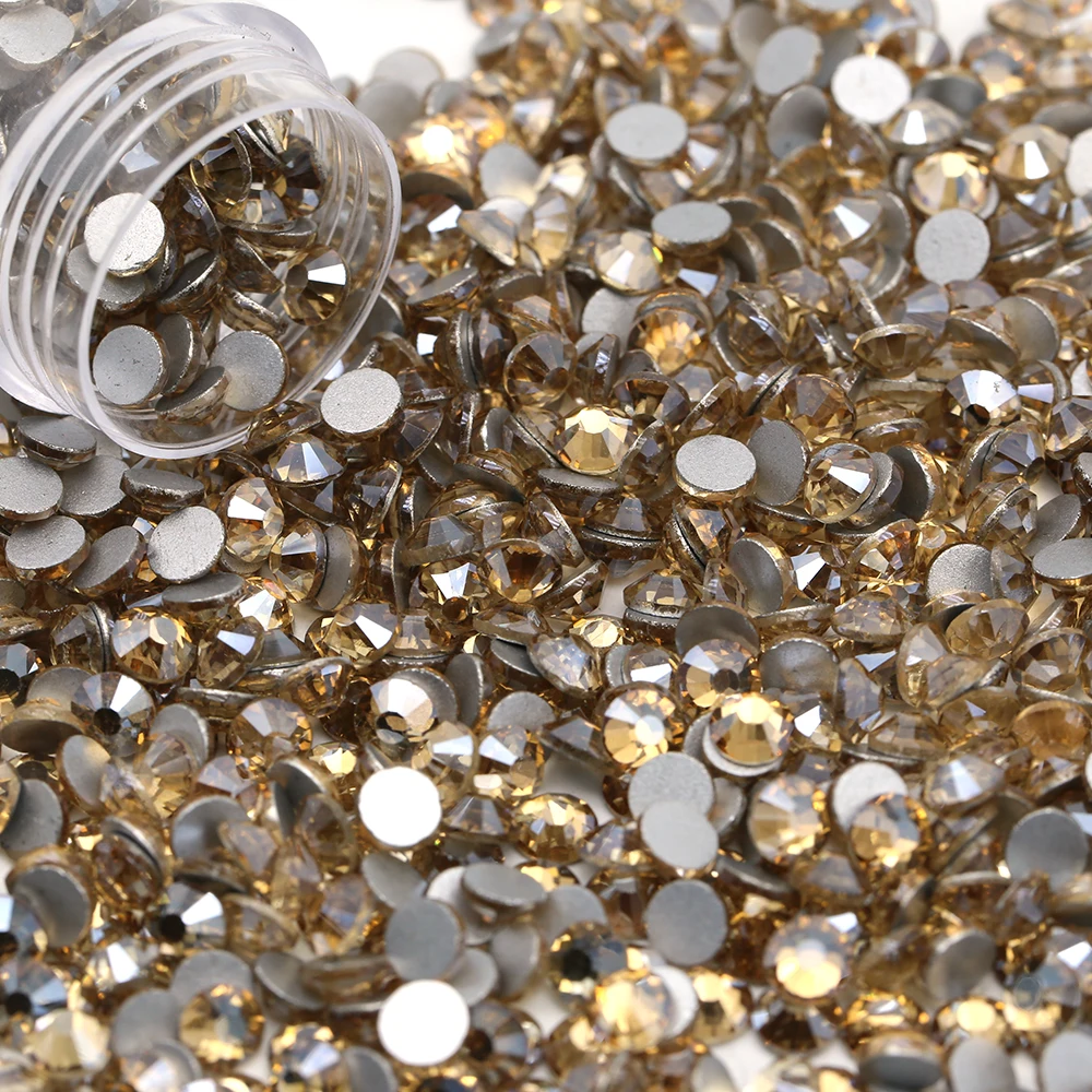 

Wholesale Golden Shadow Color Flatback Glass Crystal Nail Rhinestone For Nail Art Decoration