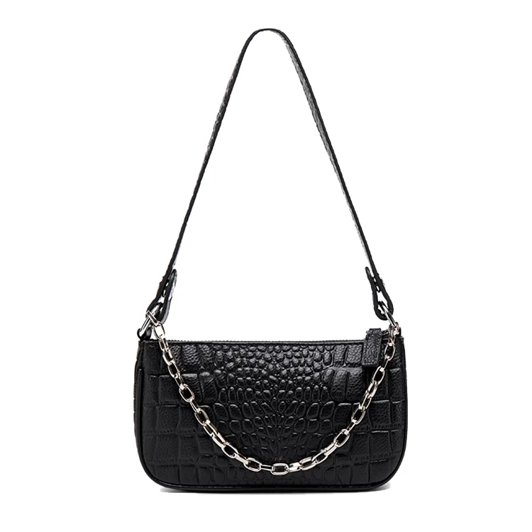 

AZB116 RTS Soft alligator pattern genuine leather handbag chain hot sale concise women shoulder bags custom women handbags, Various colors available