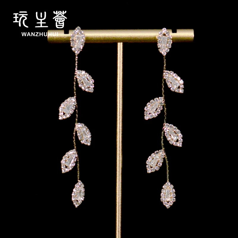 

Best selling Trending New leaf Tassel Drop 2023 Jewelry zircon Earrings