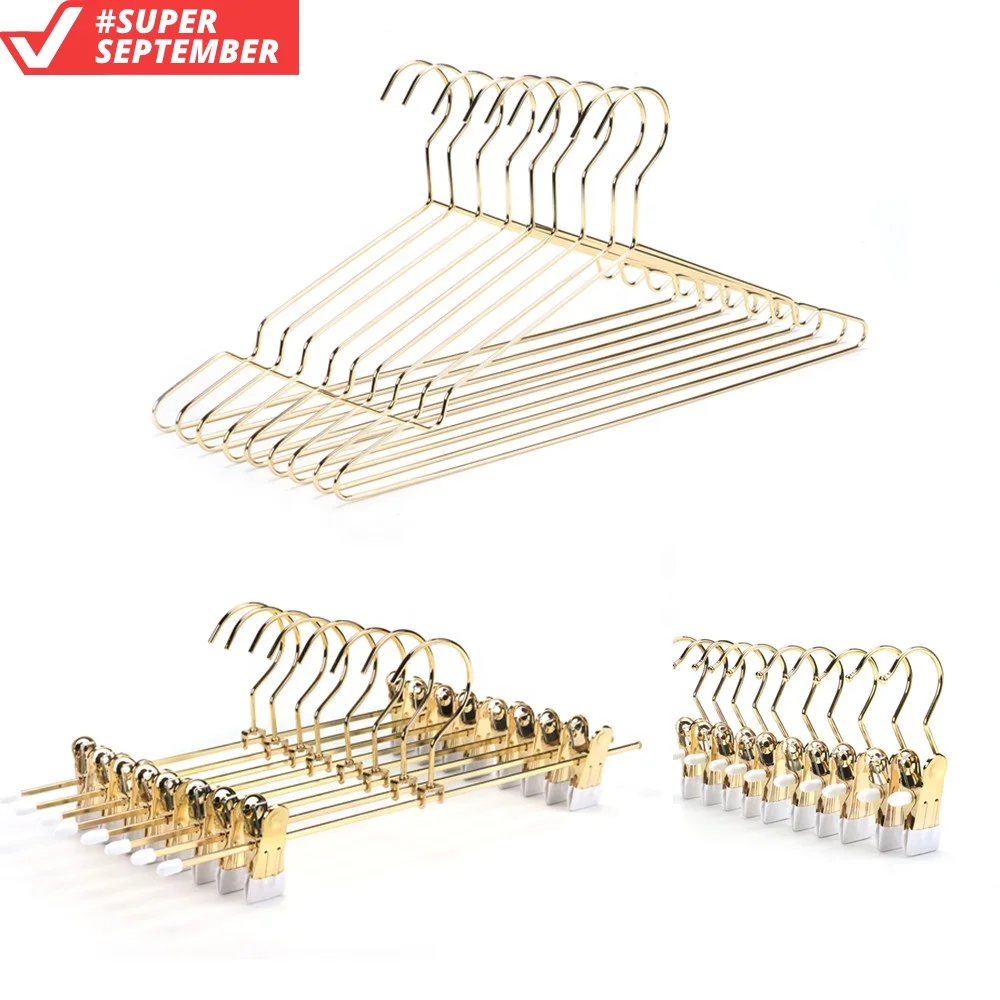 

MF021 custom high quality Luxury gold metal coat hangers for clothes pants