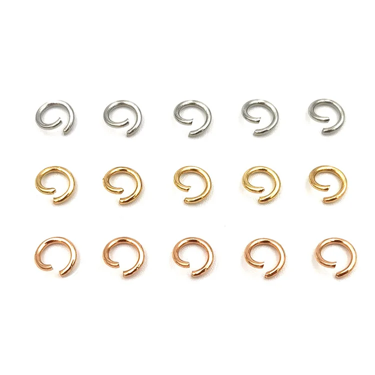 

200pcs/ bag Stainless Steel 18K Gold Opening Ring Jump Ring Link Rings circle for handmade jewelry, Gold, silver