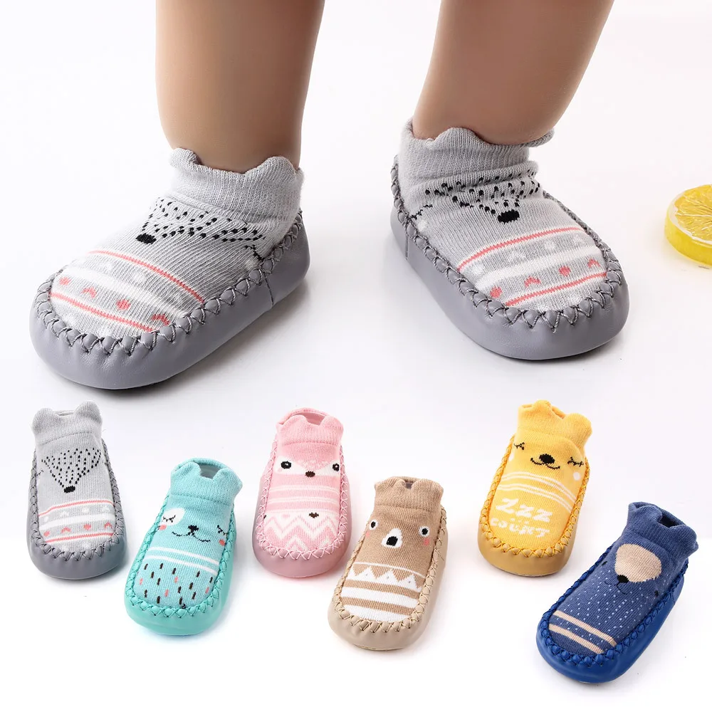 

Hot selling non-slip cute cartoon toddler baby socks shoes, Cyan/blue/pink/yellow/grey/coffee