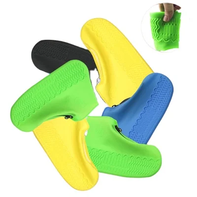 

Anti-slip Rain Shoes With Zipper Silicone Shoe Cover Waterproof Shoes Covers, Blue/black/green