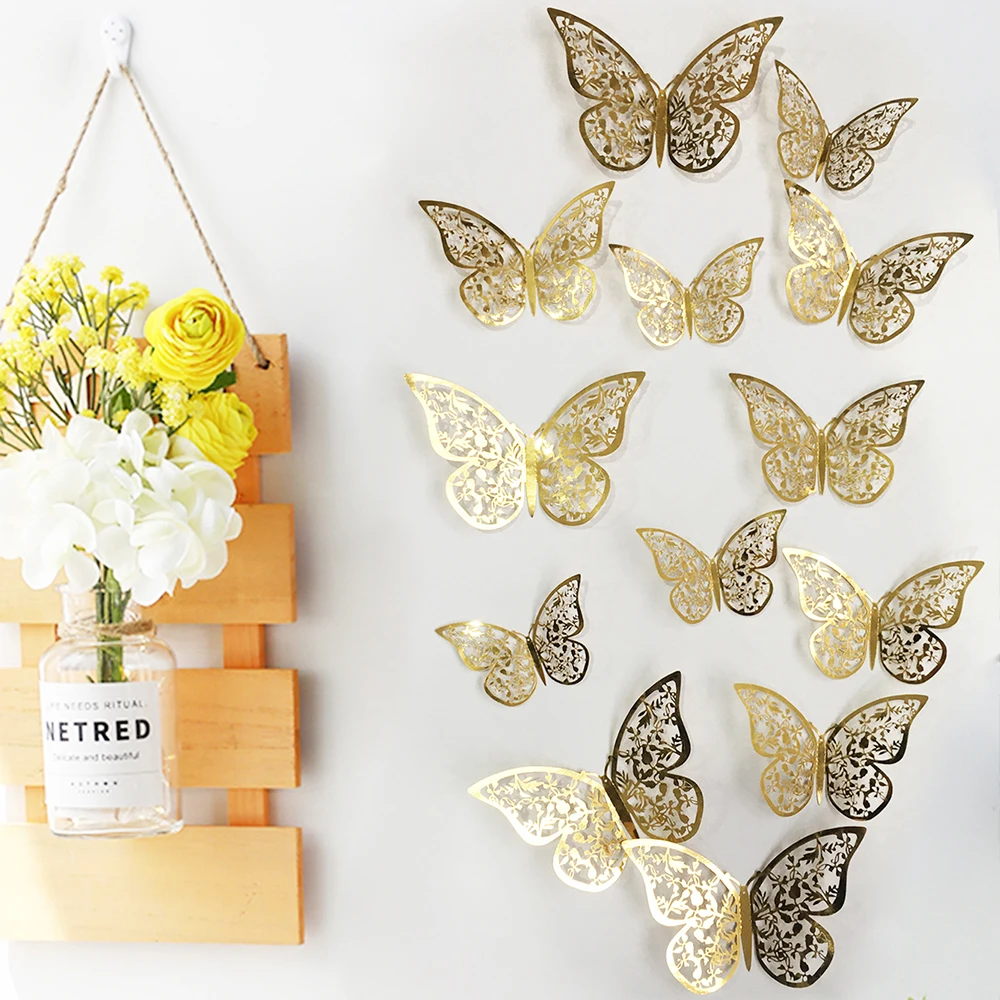 

home bedroom party wedding decoration 3d hollow paper butterfly wall sticker