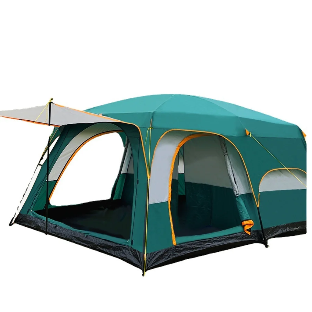 

8-12 persons outdoor large space family camping double layers 2 rooms 1 living room camping tent 430*310*200cm