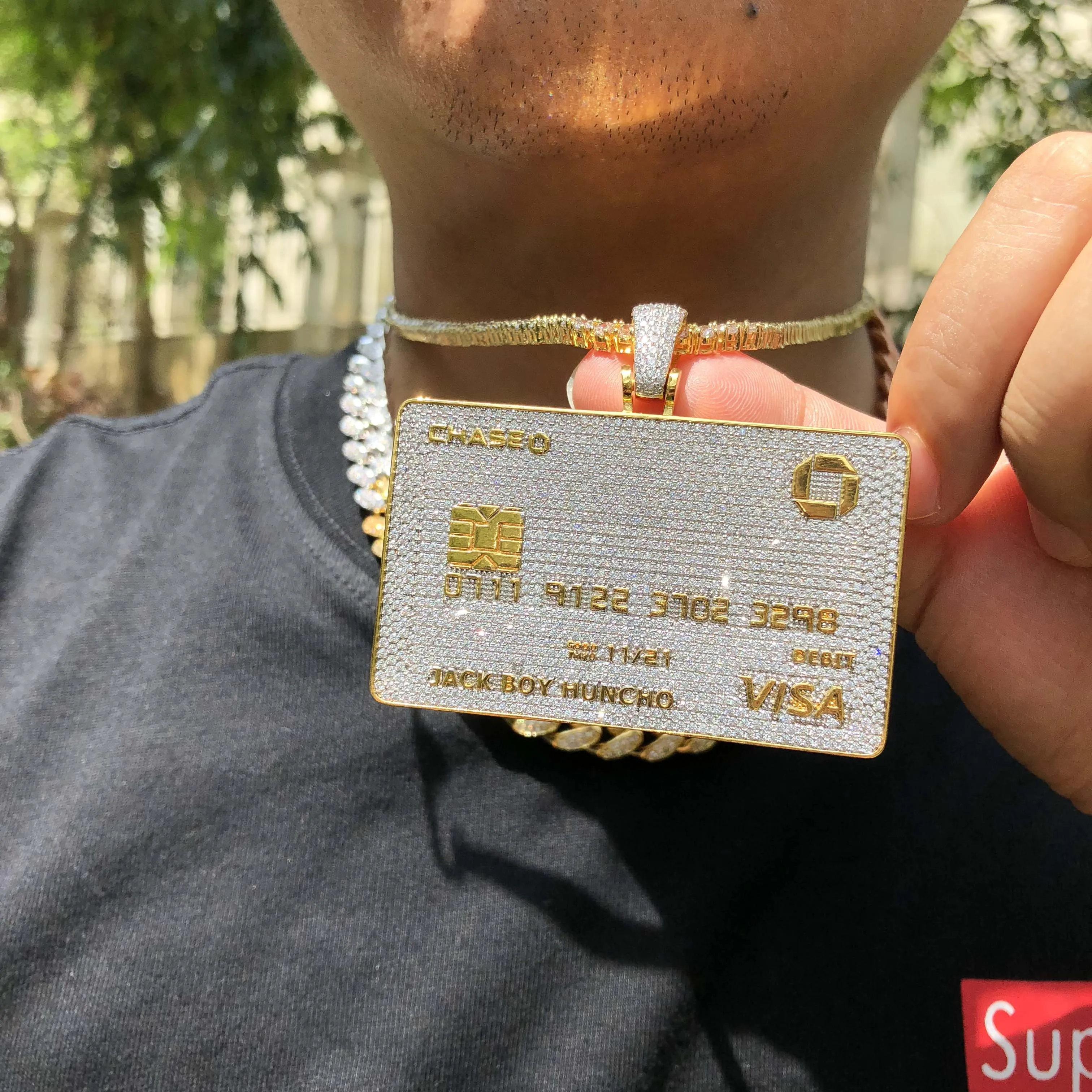 

All CZ copper plated gold jewelry visa card Pendant Necklace, Picture