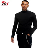 

wholesale clothes embroidered turtle neck mens 95% cotton 5% spandex long sleeve tee shirt
