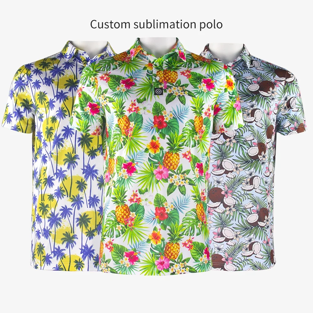 

Professional golf apparel supplier New design dry fit man polo t shirt sublimated polo shirt sublimation golf shirt custom