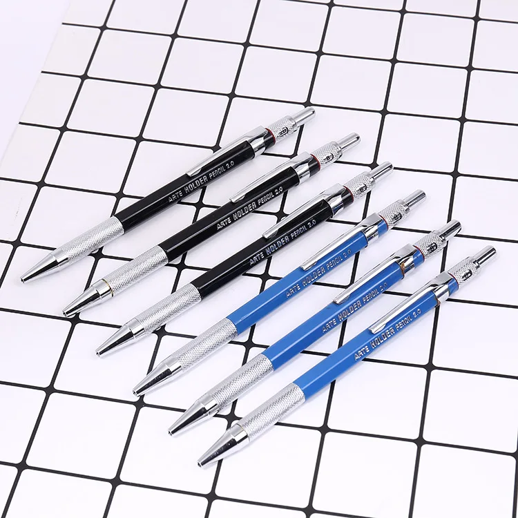 
Good Luxury Automatic mech Pencil holder 2mm Lead Size metal Drawing Mechanical Pencil sets with 12 pcs refill pencils 2B 