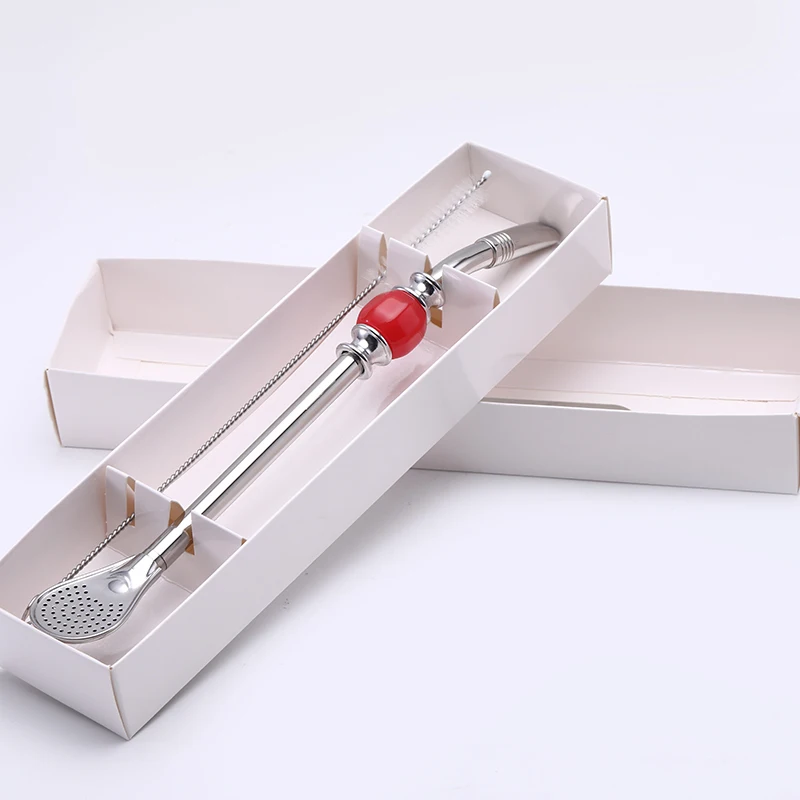 
Reusable metal drinking straw spoon stainless steel yerba mate straw filter spoon/stainless steel straw 