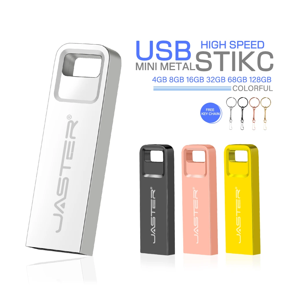 

jaster Waterproof thumbdrive Metal Key Ring U Disk USB Flash Drives 16GB 32GB 64GB 128GB usb Memory Stick 2.0 Pen Drive