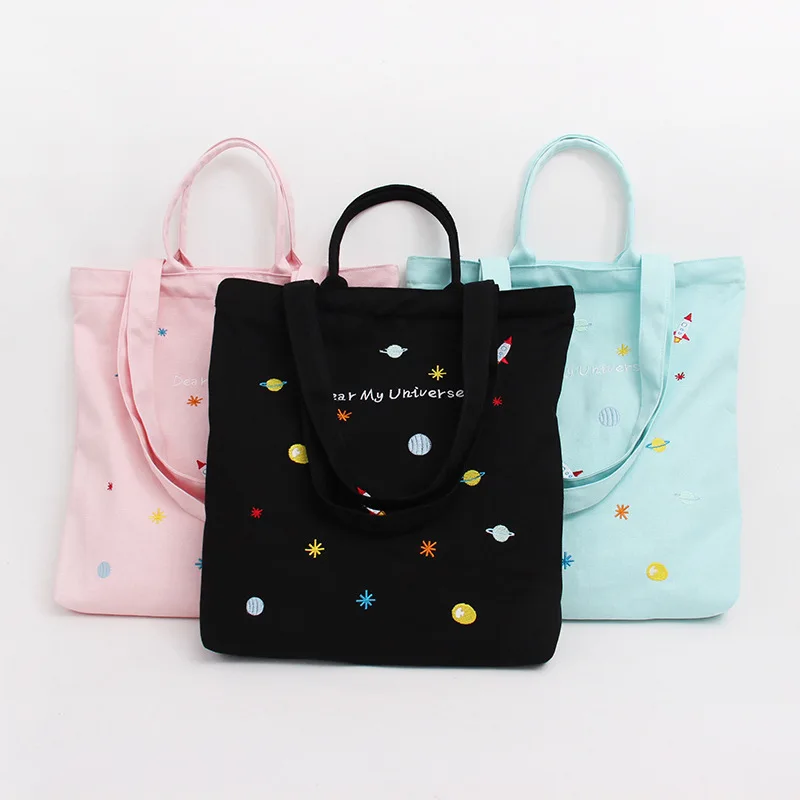 

Embroidered floral bag one-shoulder canvas tote bag,fashionable and environmentally friendly shopping bag for ladies