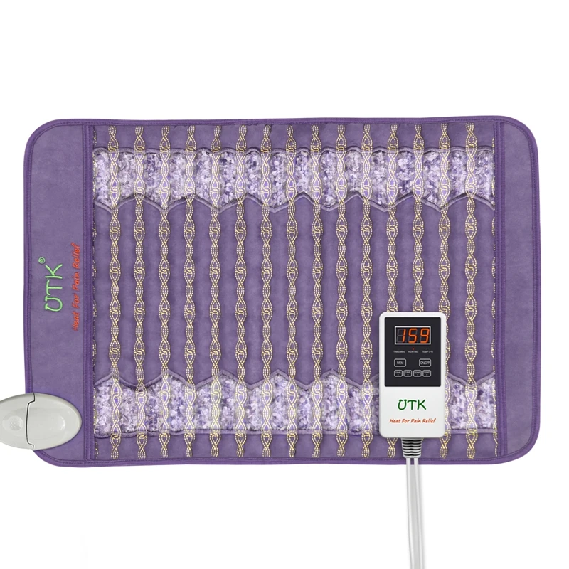 

UTK Amethyst Healing Stone Heat Pad Far Infrared Heating Pad for Back Pain Relief
