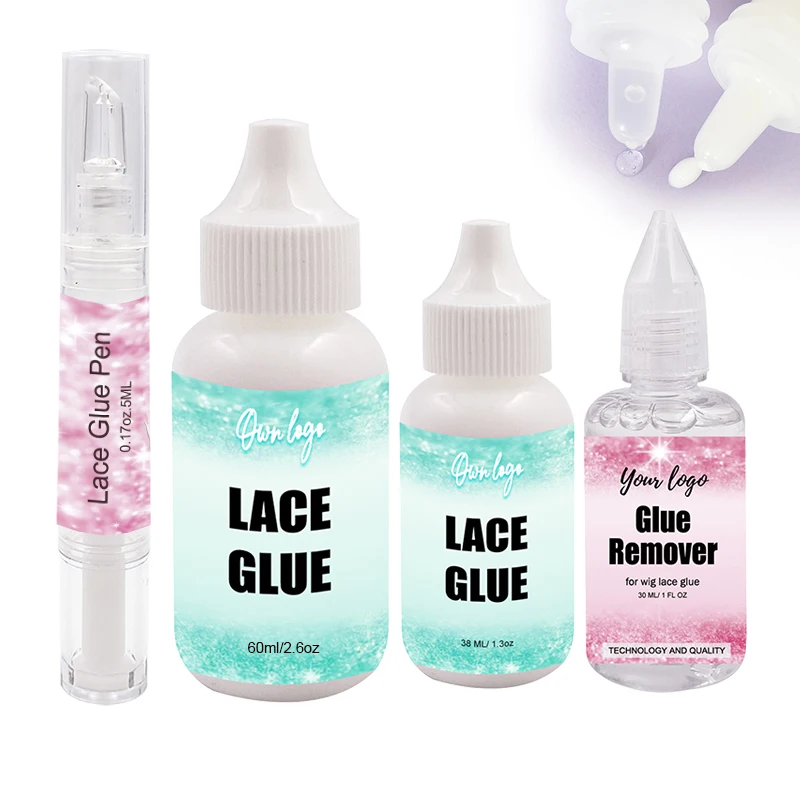 

Custom Private Label Latex Free Waterproof Wig Adhesive Glue Remover 5ml 38ml 60ml frontal Scented Strong Hold Lace Glue Pen