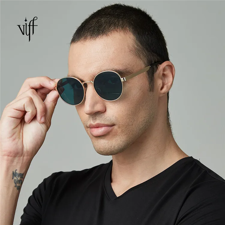 

VIFF Round Sunglasses HM19319 Design gafas de sol sunglasses para hombre Vintage High Quality Metal Frame Men Sun Glasses, Customs