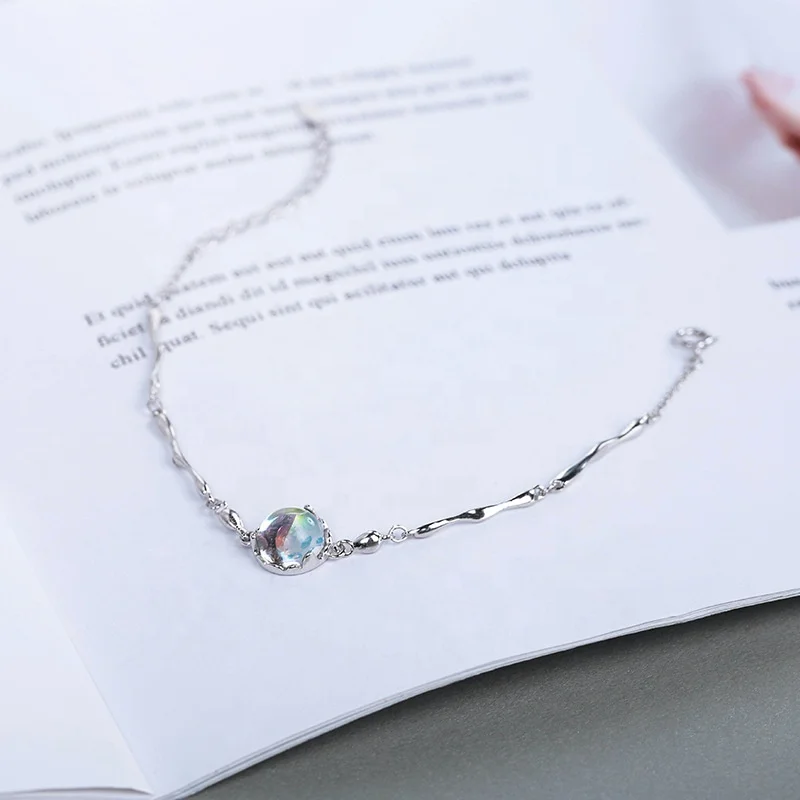 

Free Shipping Jewelry Fashion Women 925 Sterling Silver Moissanite Bracelet, White