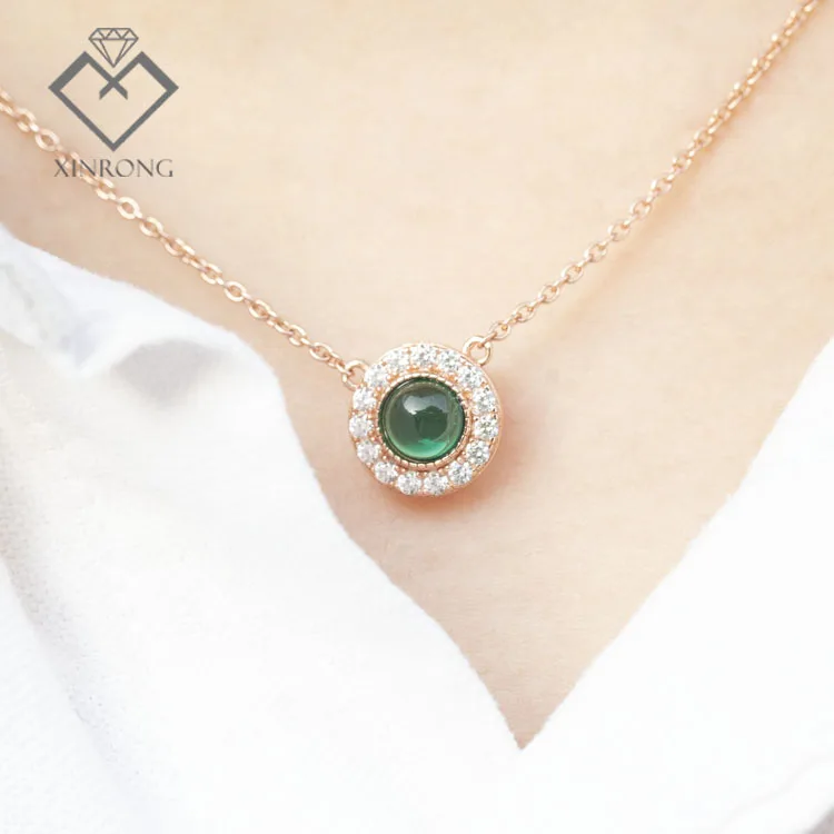 

Zambian Color Jewelry Sold Well By The Factory Emerald Halskette 925 Necklace Synthetic Created Emeralds Lab For Girl Gifts