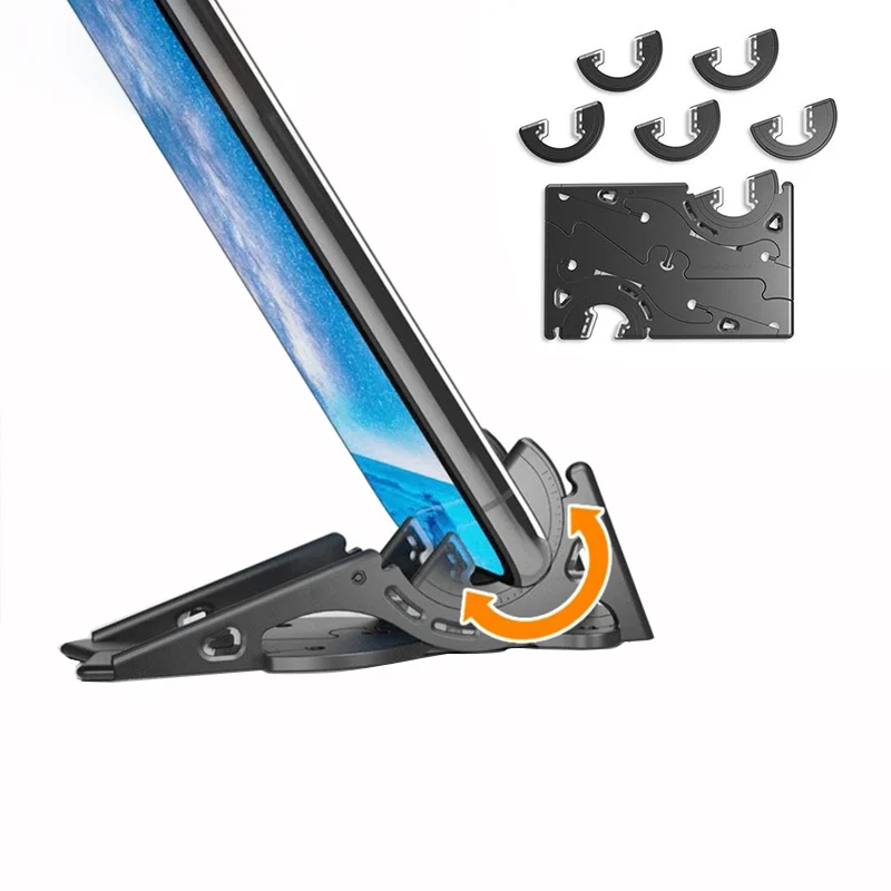 

2019 New Design Credit Card Size Carbon Fiber Portable Pocket Phone Holder Travel Foldable Phone Tripod For phone, Red/yellow/black/purple/orange/customised