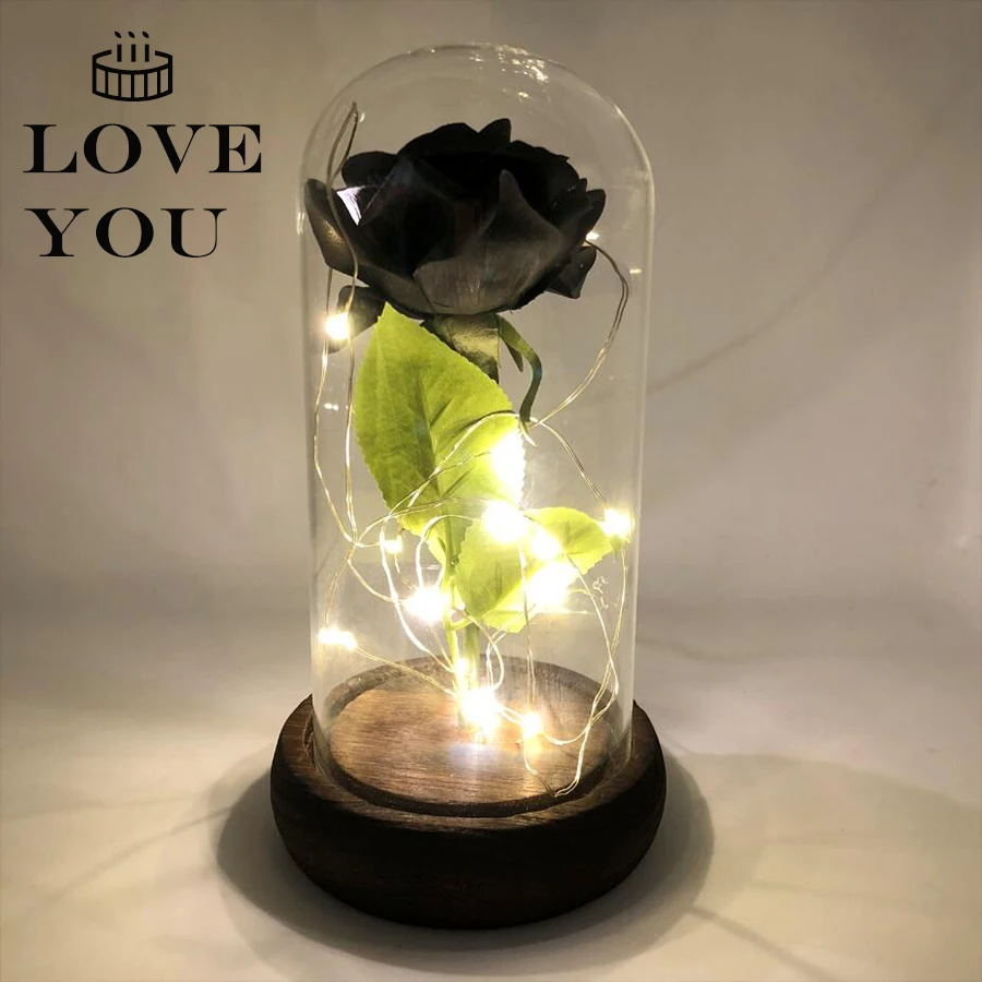 

Birthday Gift Beauty and the Beast Red Rose in Glass Dome for Christmas Mother Kids birthday Valentine's Gifts