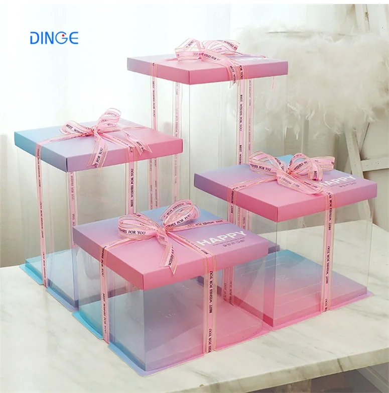 

cake ps clear plain 27x27x30 ccnnb box 12x12x6 plastic tall 12 with x handle 20cm 6 new cake box 8inch double layer