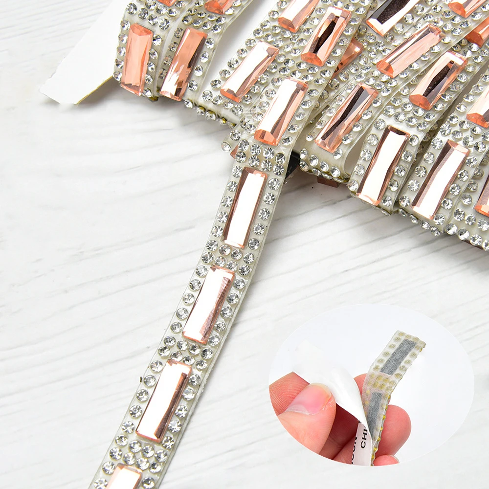 Wholesale Rhinestone Strips Self-Adhesive Glue On Sticker For Clothes Shoes Bag Decoration