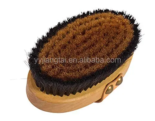 

Fine Bronze Wire Horsehair Massage Brush Body Ionic with Oiled Beechwood Handle, Customized color