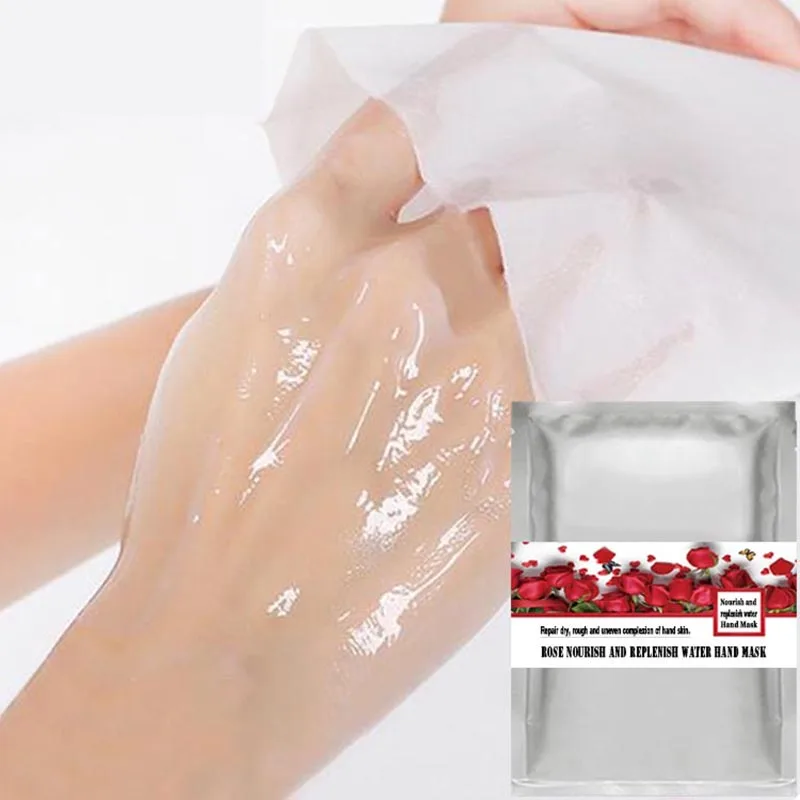 

OEM Rose moisturizing Repairing hand mask Gloves for Extra Dry Skin Spa Masks Repair Rough Skin, White