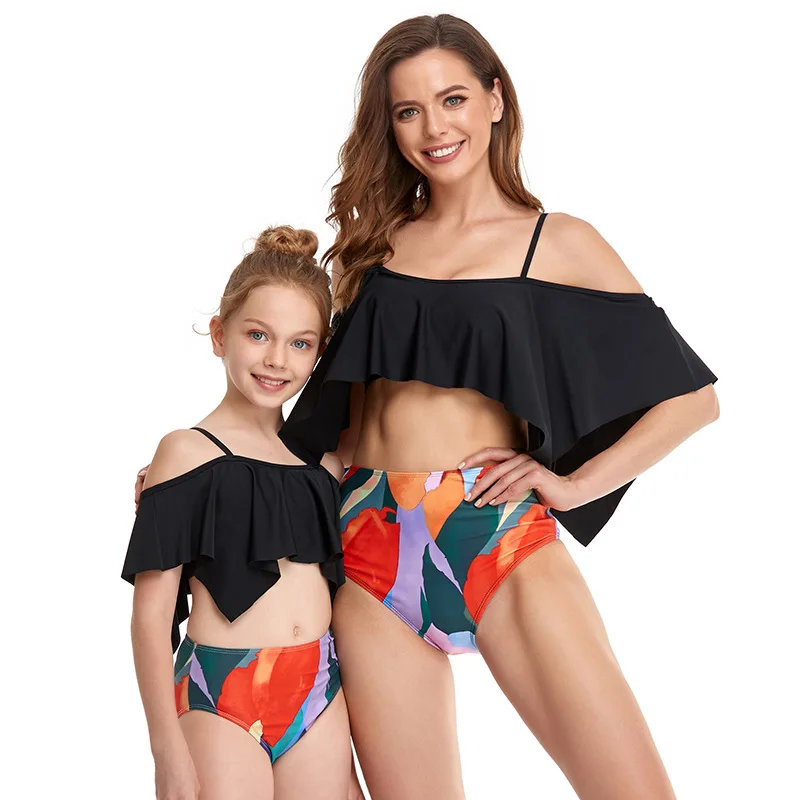 

2021 quad ruffle parent-child swimming costume, Picture