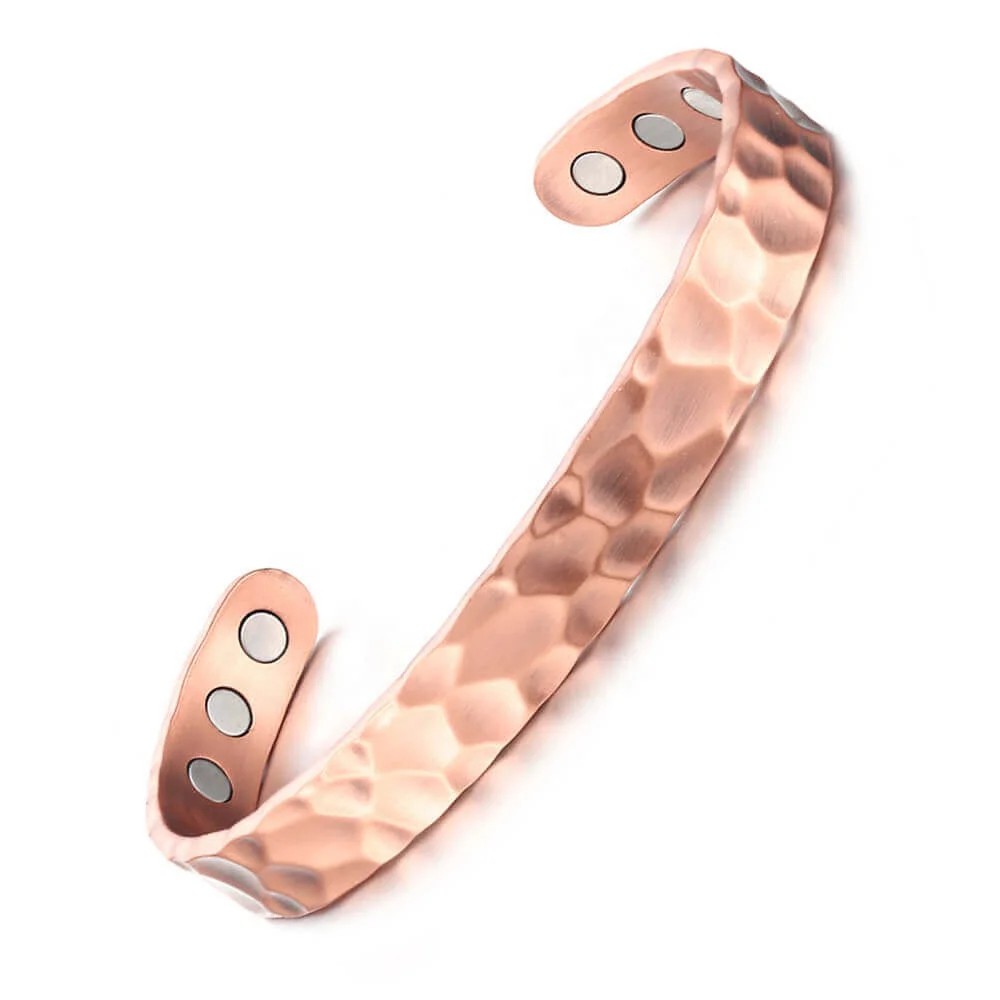 BioMagnetic Jewelry Hammer Texture  Magnetic Copper Cuff Bracelets for Sleep Balance