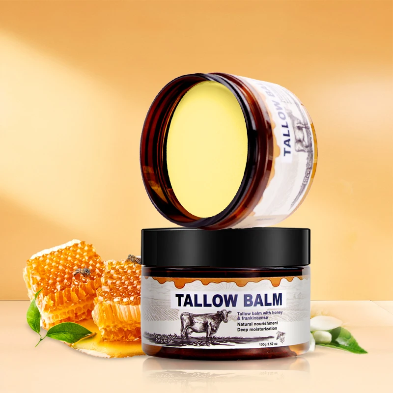 Grass Fed Beef Tallow Collagen Honey Glycerin Whitening Moisturizing Skincare Balm for Face Body Vitamin-Rich Cream All Skin