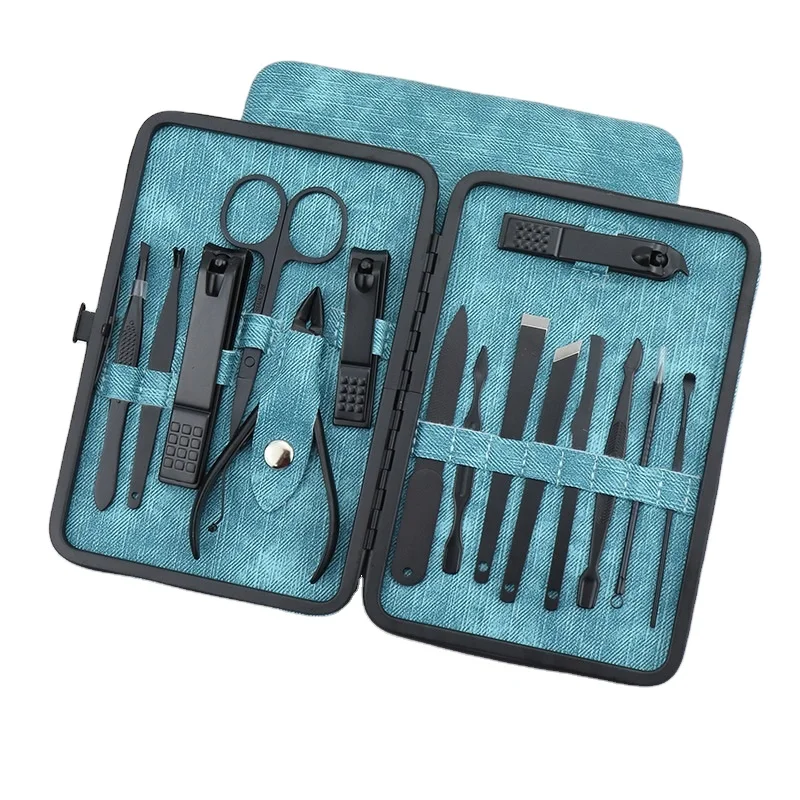 

Blue New Style 15 Piece Manicure Pedicure Set Stainless Steel Wholesale Nail Clipper Set Women Manicure Men Nail tool kit