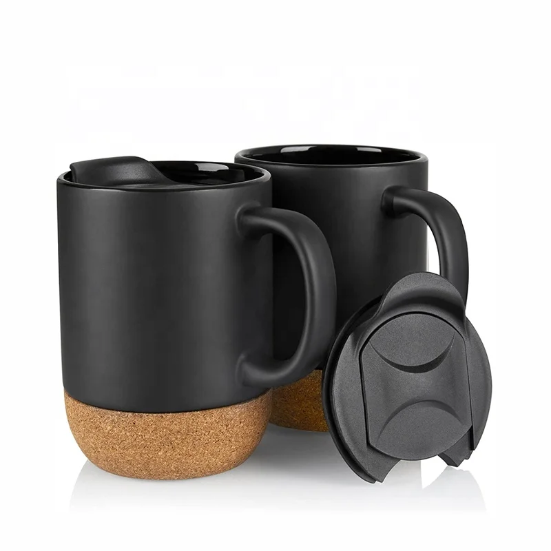 

Wholesale Cork Base Ceramic Mugs High Quality Wooden Base Mugs 15oz Ceramic Mugs With Lids and Handle