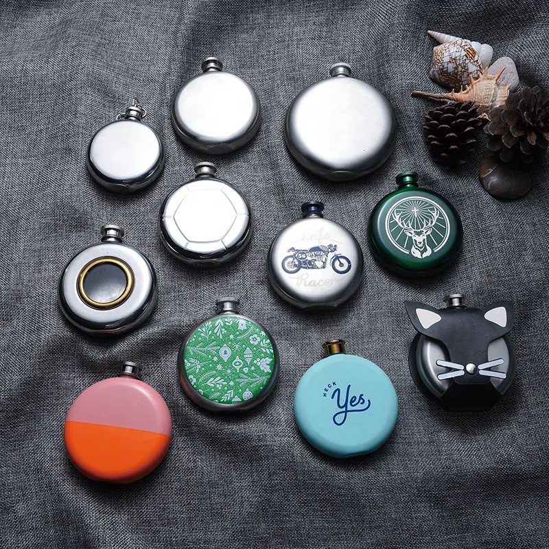 

Design Your Own Personalized WHOLESALE GIFT Stainless Steel Round alcohol Flask