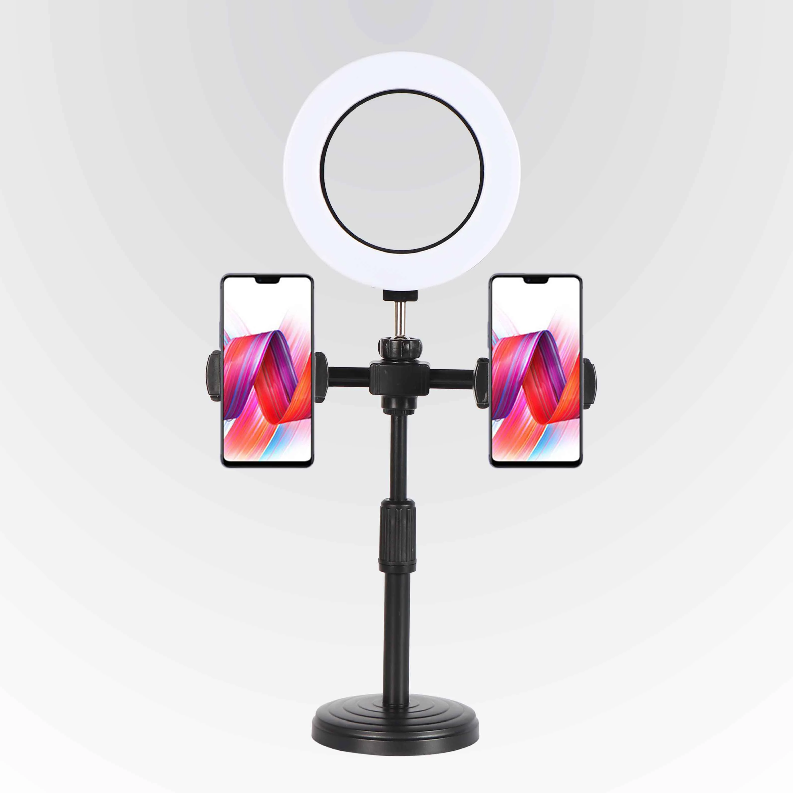 

6 inch desktop video tiktok ringlight phone holder led ring light with stand, Black