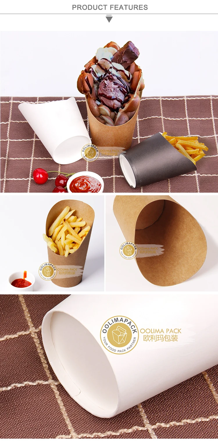 100pcs French Fries Box Cone Chips Ketchup Cup Fast Food Restaurant  Take-out Disposable Food Paper